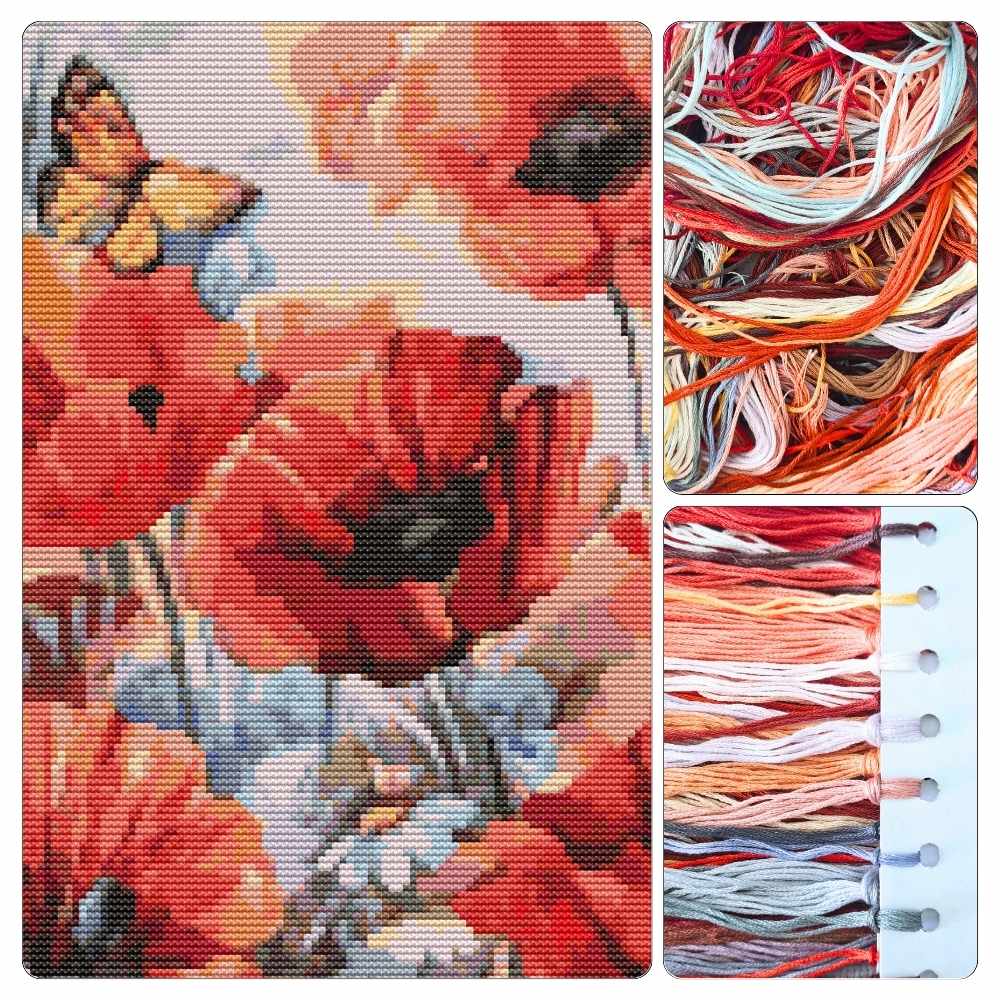 Poppies in Bloom Cross Stitch Kit