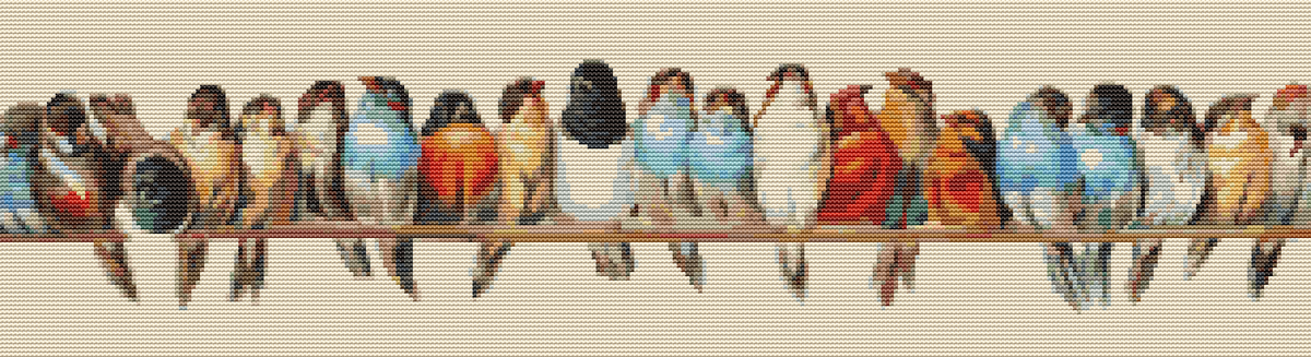 A Row of Birds Cross Stitch Kit - Premium Cross Stitch Kit - The Art of Stitch