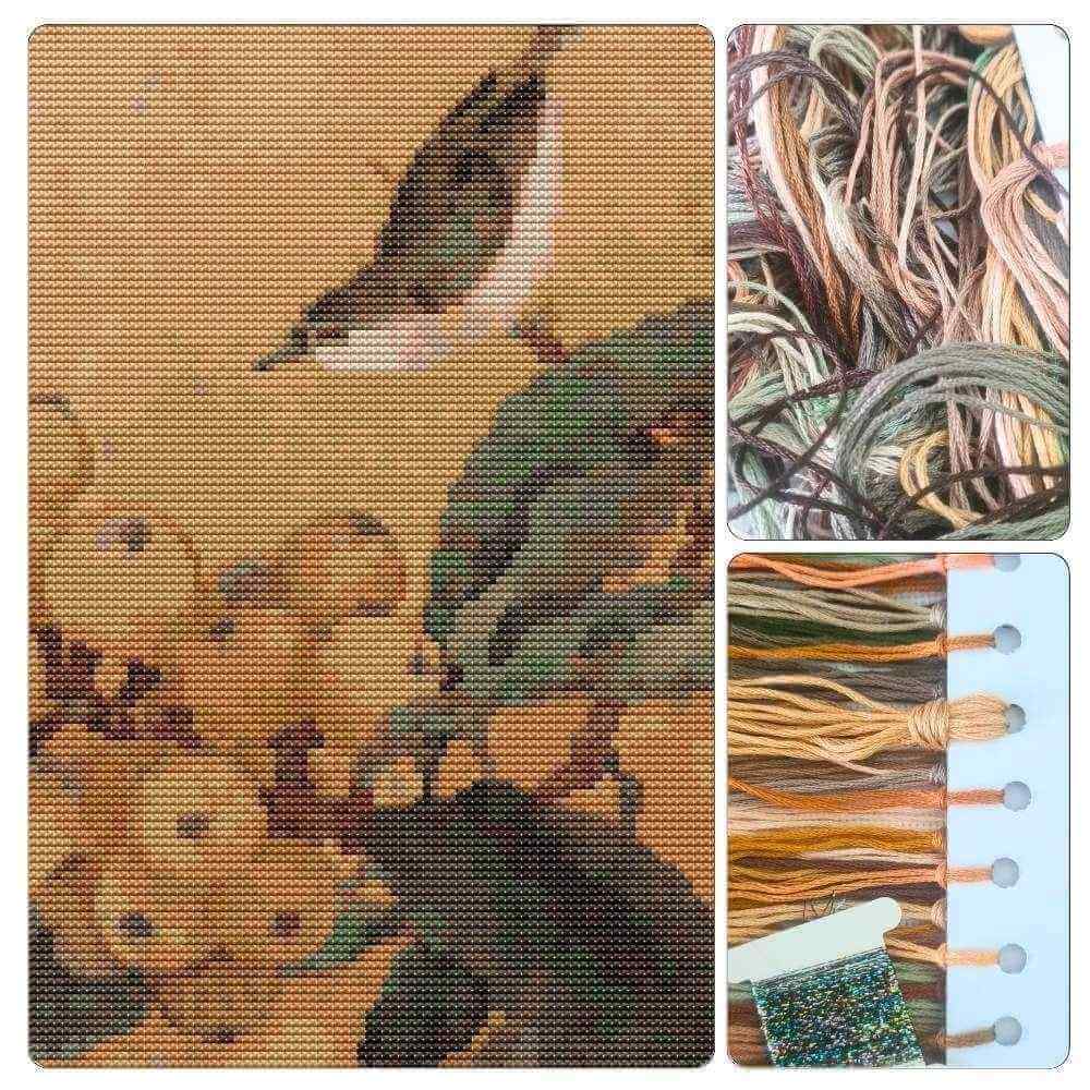 Loquats and Mountain Bird Cross Stitch Kit
