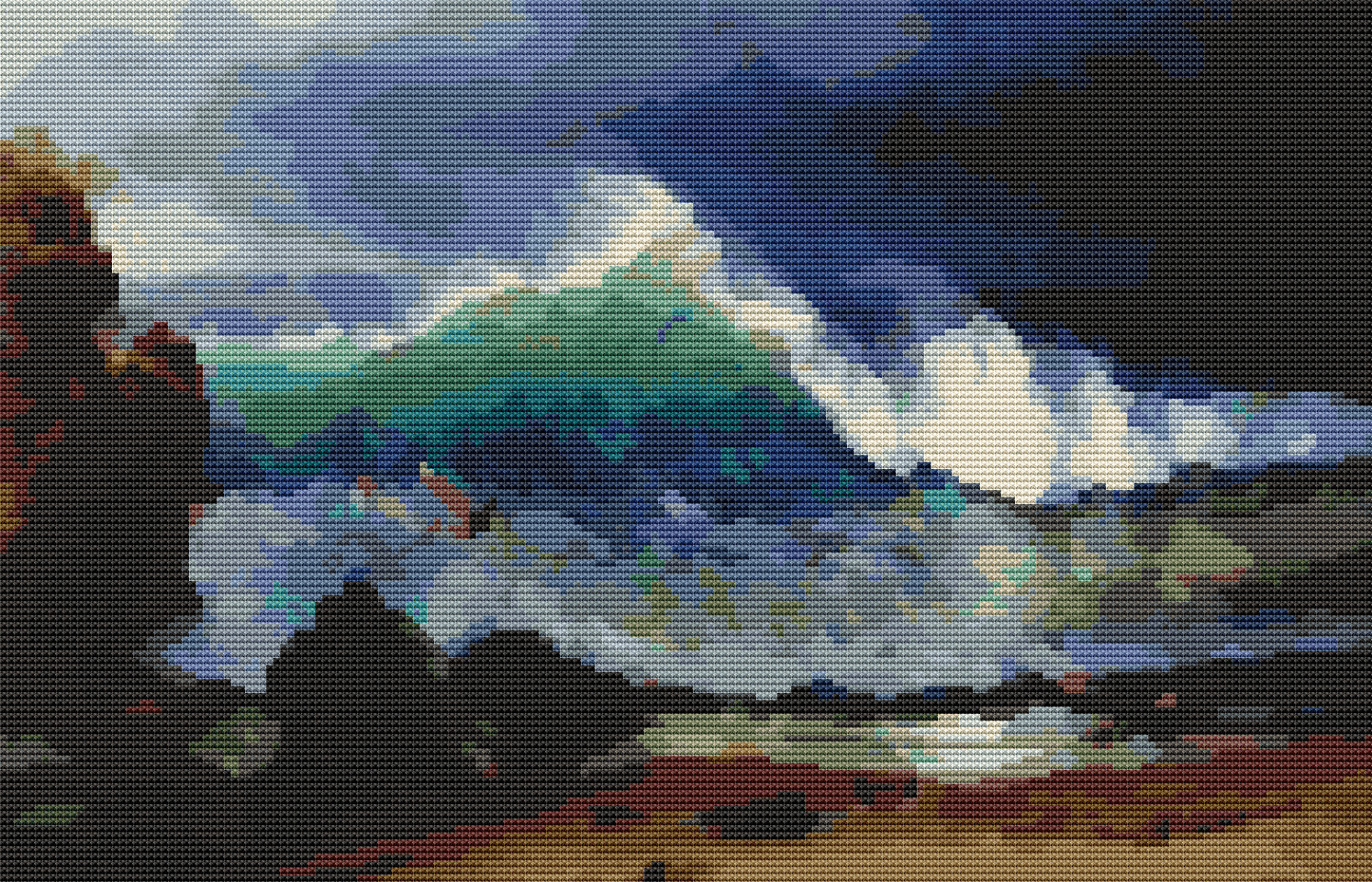 The Shore of the Turquoise Sea Cross Stitch Pattern by Albert Bierstadt