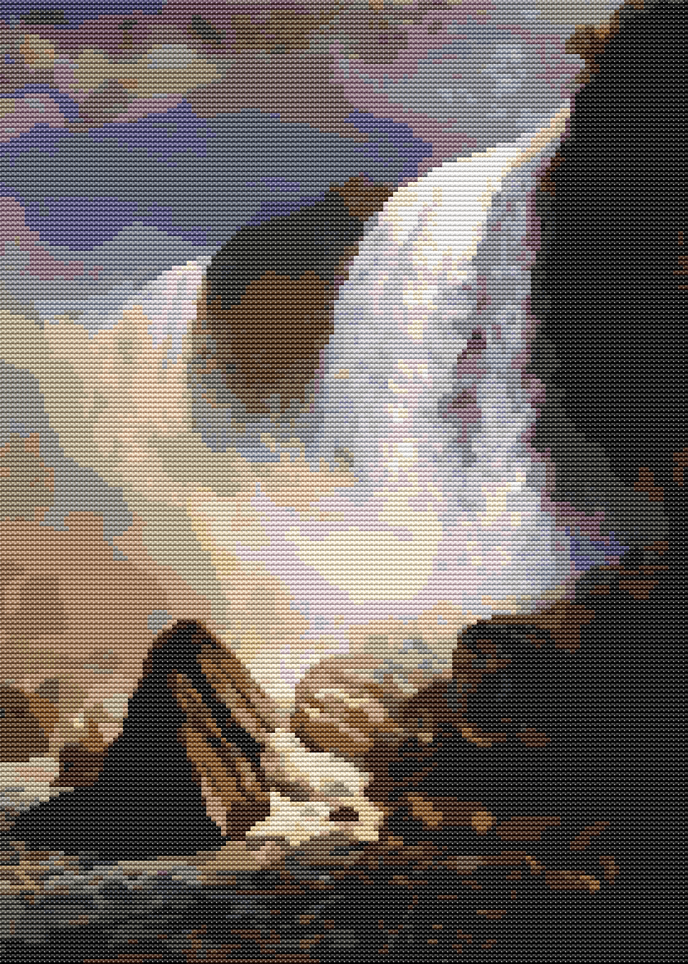 Falls of Niagara From Below Cross Stitch Pattern by Albert Bierstadt