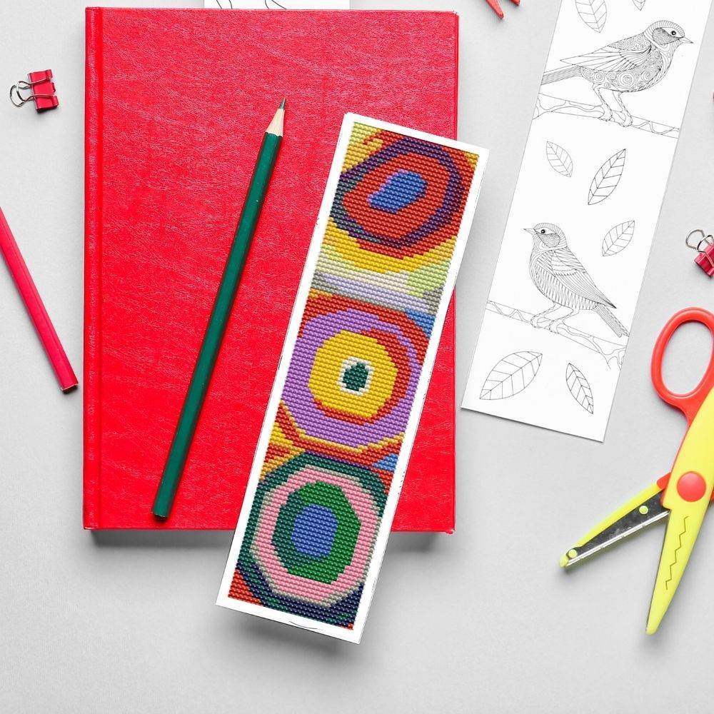 Squares with Concentric Circles Bookmark Cross Stitch Kit - The Art of Cross Stitch
