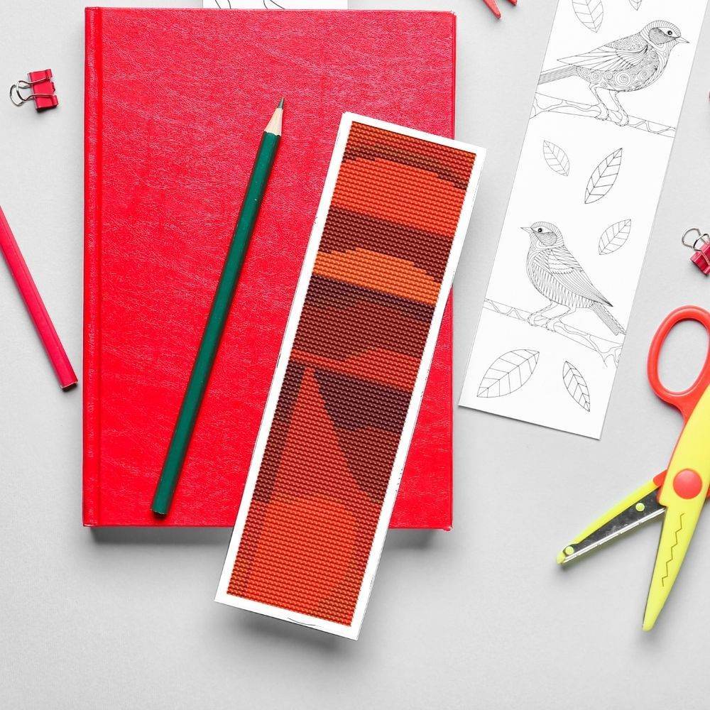 Quiet Burning Bookmark Cross Stitch Pattern by Wassily Kandinsky