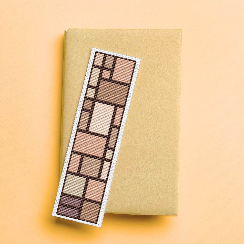 Composition Bookmark Cross Stitch Pattern by Piet Mondrian