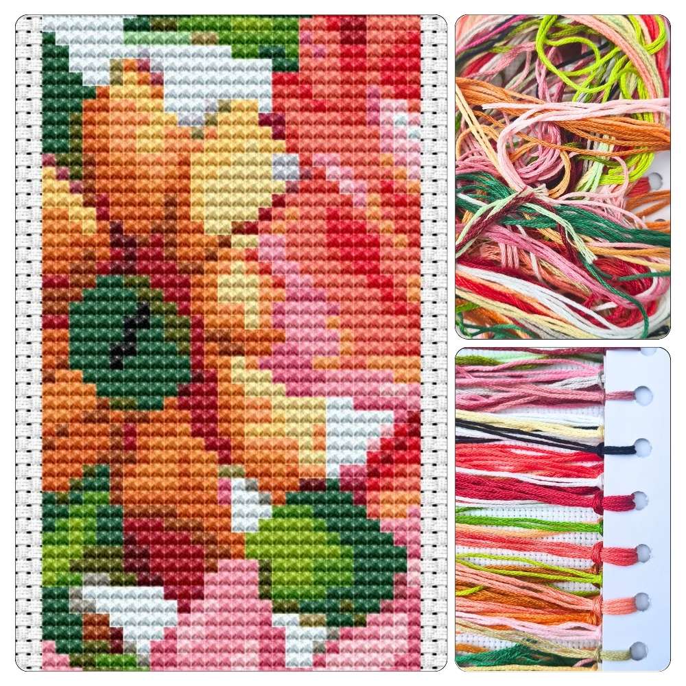 Red and Yellow Flowers Bookmark Cross Stitch Kit