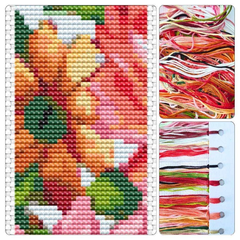 Red and Yellow Flowers Bookmark Cross Stitch Kit