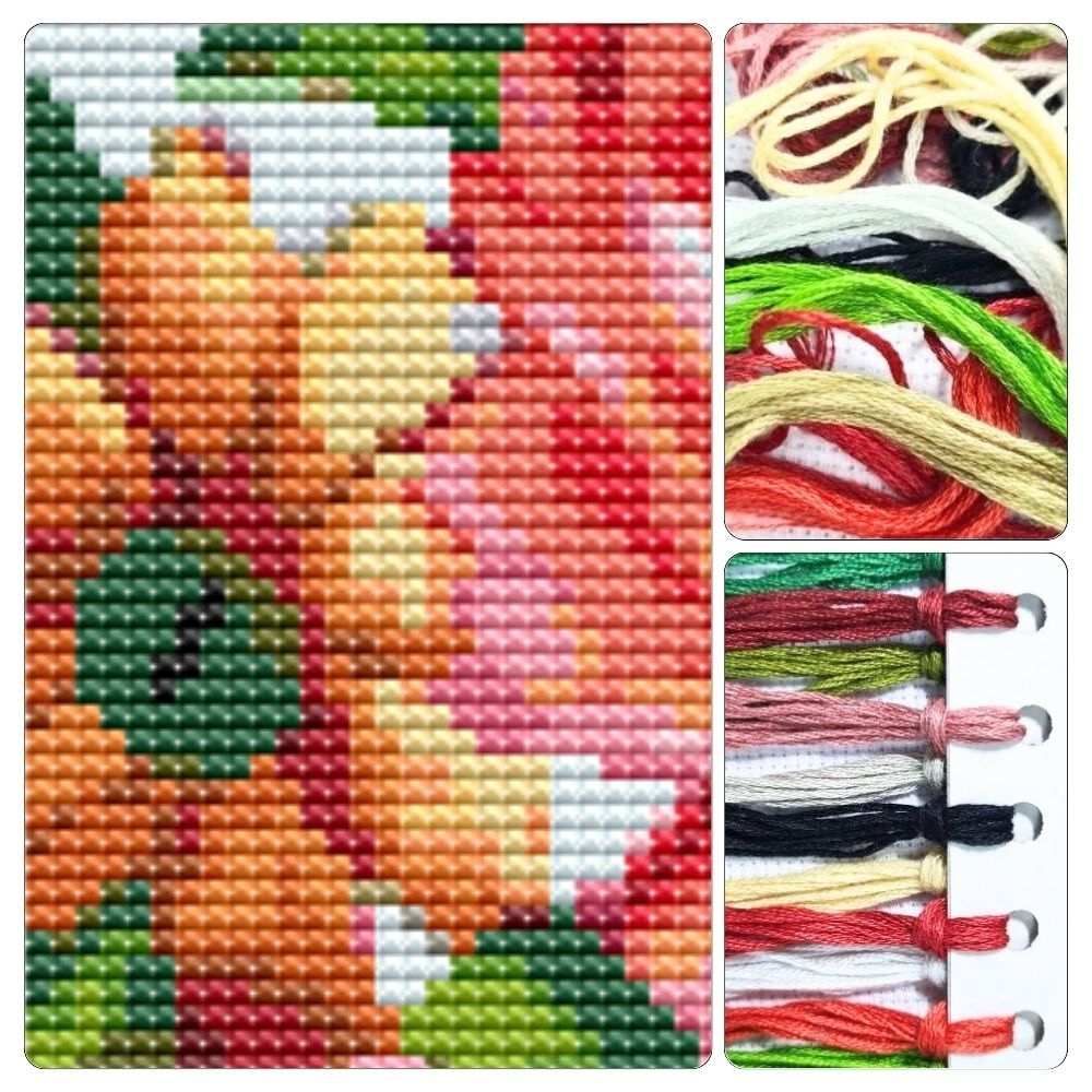 Red and Yellow Flowers Bookmark Cross Stitch Kit
