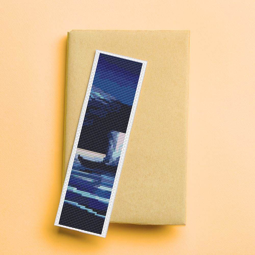 Moonlight on Mount Fuji Bookmark Cross Stitch Pattern by Lilian May Miller