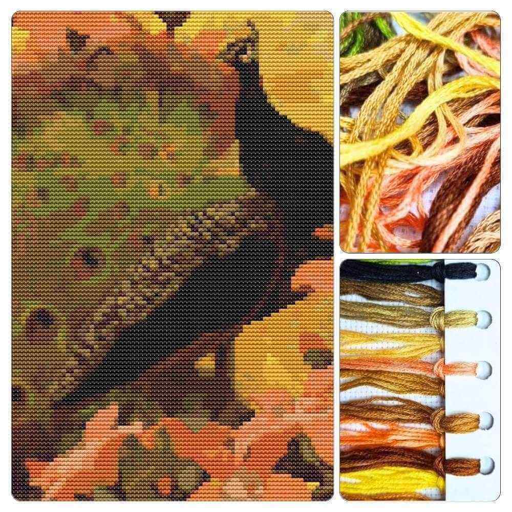 Blue Peacock Cross Stitch Kit