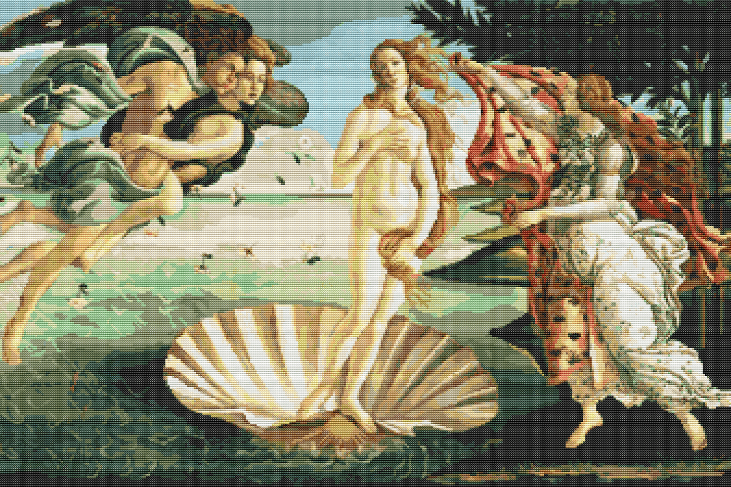 The Birth of Venus Cross Stitch Pattern by Sandro Botticelli