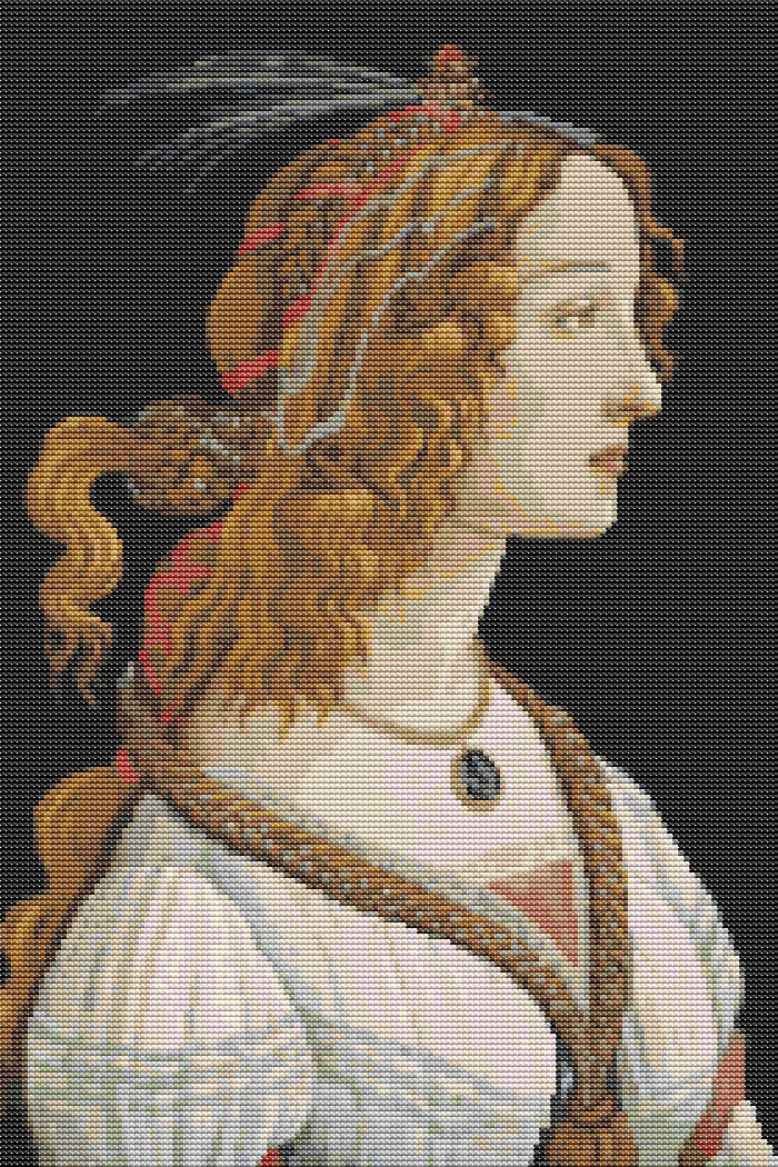 Portrait of a Young Woman Cross Stitch Pattern by Sandro Botticelli