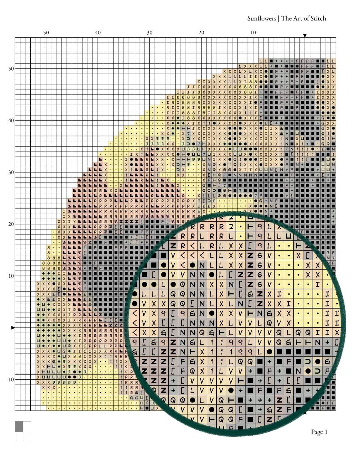 The Sunflowers Circular Cross Stitch Pattern - Circular Cross Stitch Pattern - Georges Braque