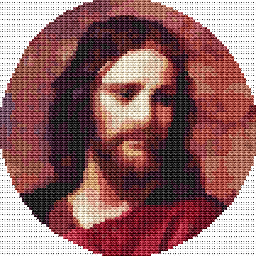 Christ at 33 Circular Cross Stitch Pattern by Heinrich Hofmann