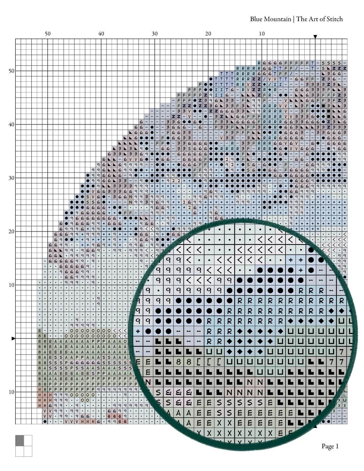 Blue Mountain Circular Cross Stitch Pattern - Circular Cross Stitch Pattern - The Art of Stitch