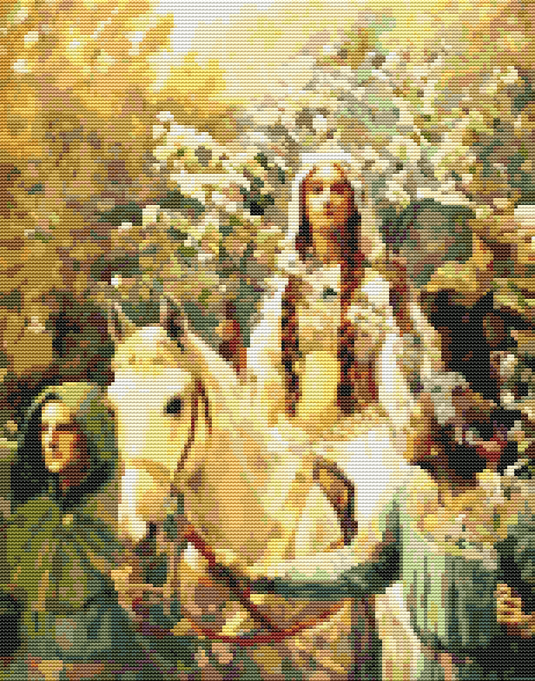Queen Guinevere's Maying Cross Stitch Pattern by John Collier