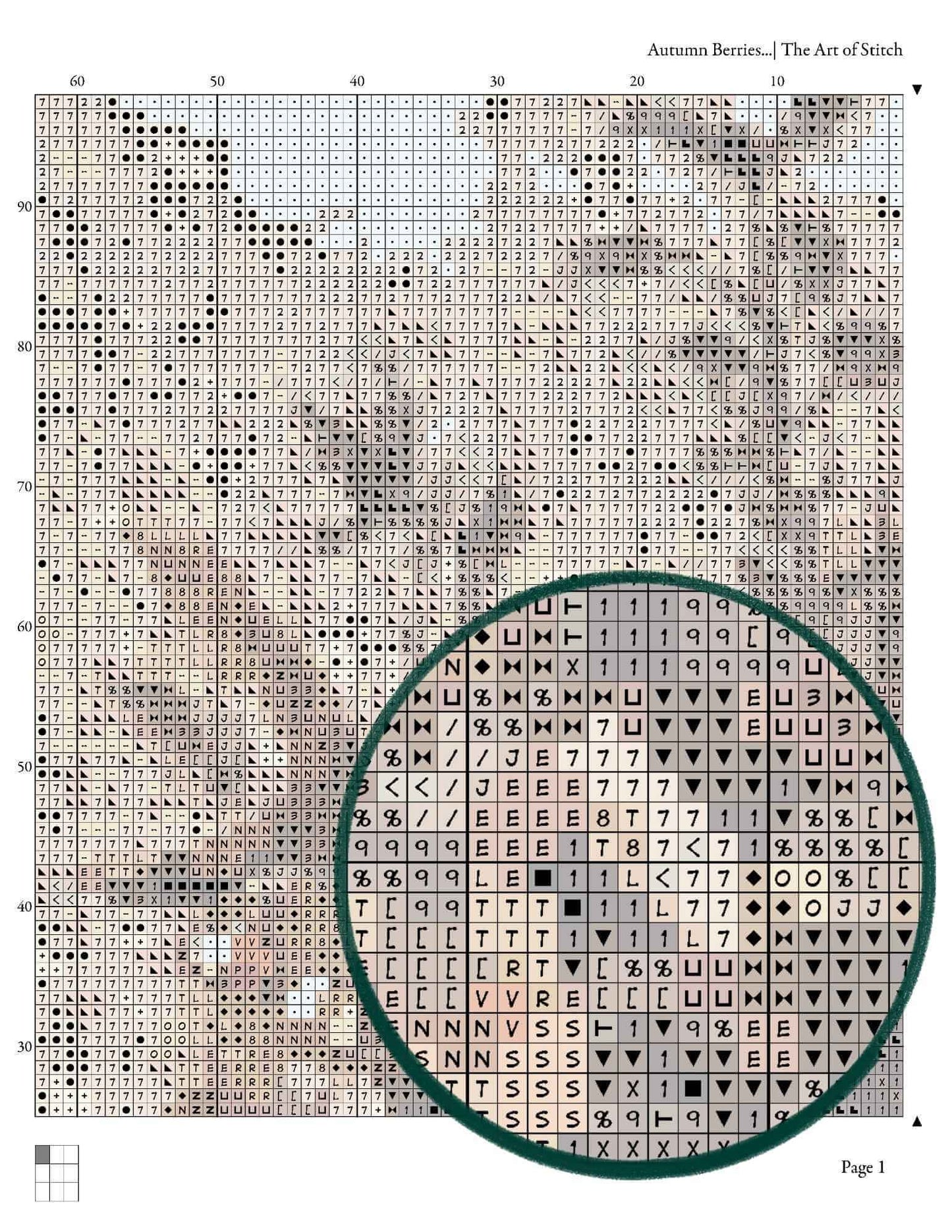 Autumn Berries and Flowers in Brown Pot Cross Stitch Pattern - Premium Cross Stitch Pattern - John Constable