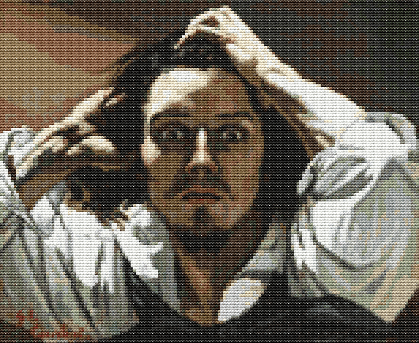 The Desperate Man Cross Stitch Pattern by Gustave Courbet