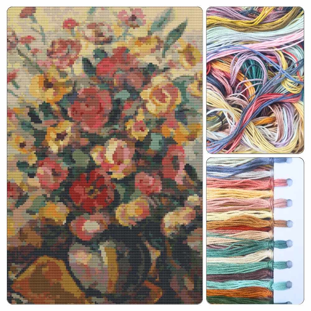 Vase with Flowers Cross Stitch Kit