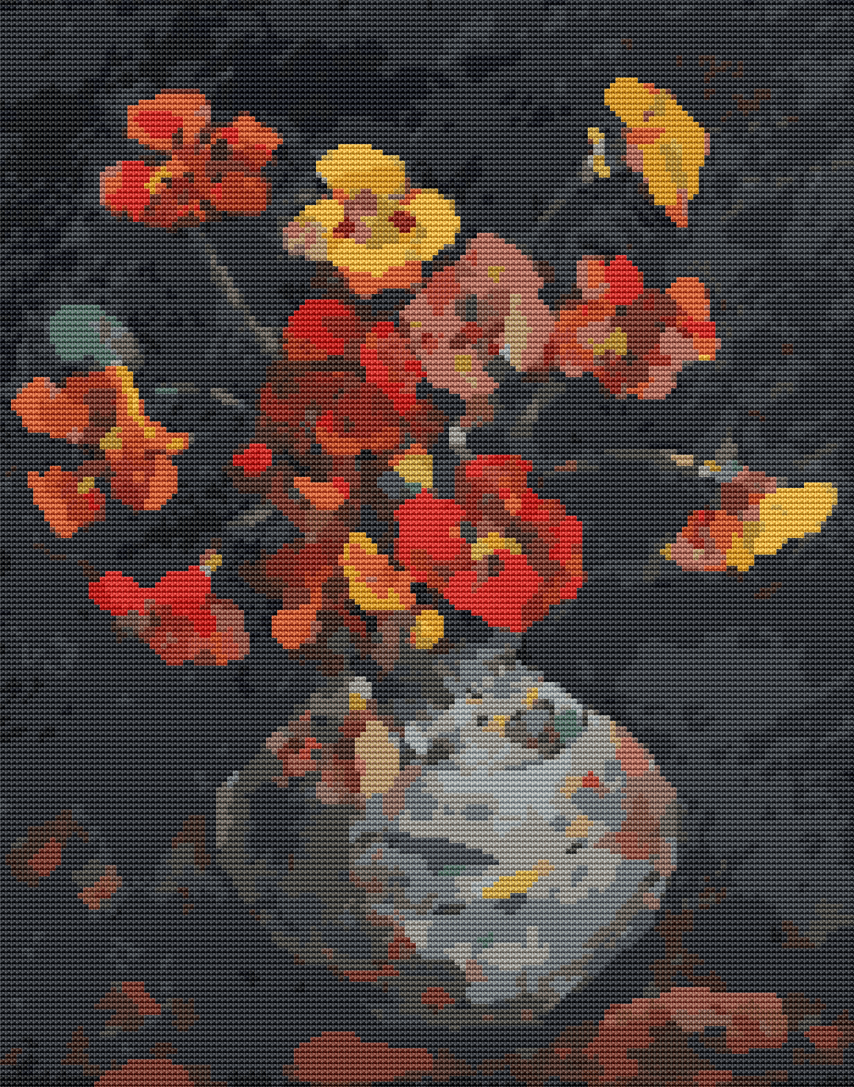 Vase with Petunias Cross Stitch Pattern by Nicolae Darascu