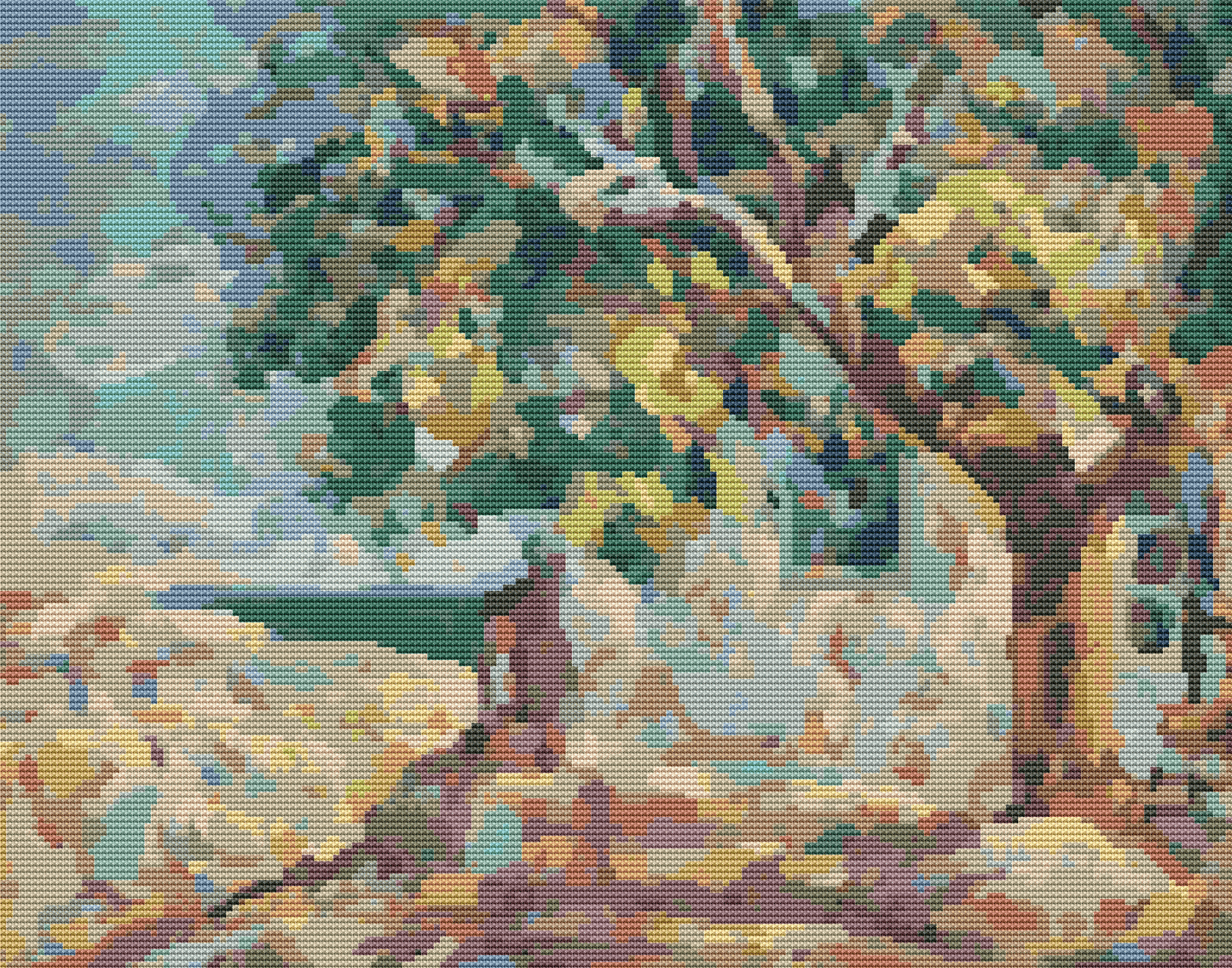 The House with Linden Tree Cross Stitch Pattern by Nicolae Darascu