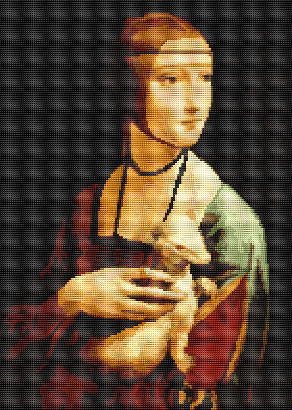 Lady with an Ermine Cross Stitch Pattern by Leonardo da Vinci