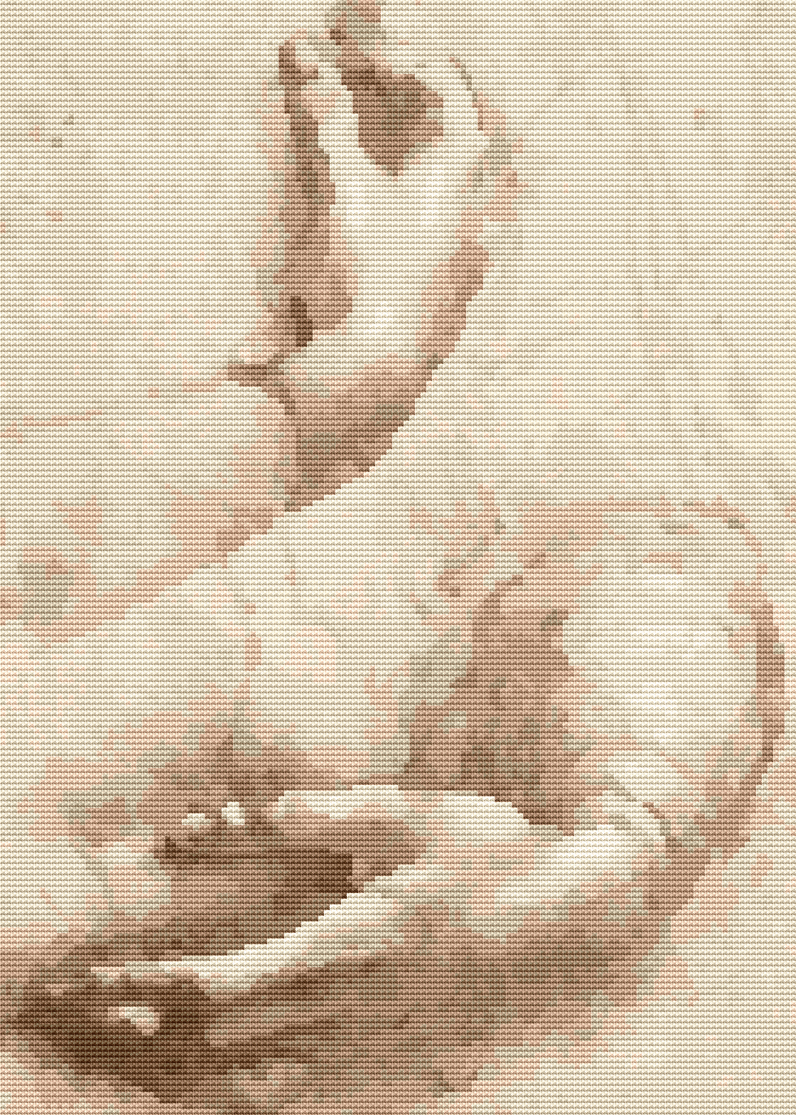Study of Hands Cross Stitch Pattern by Leonardo da Vinci