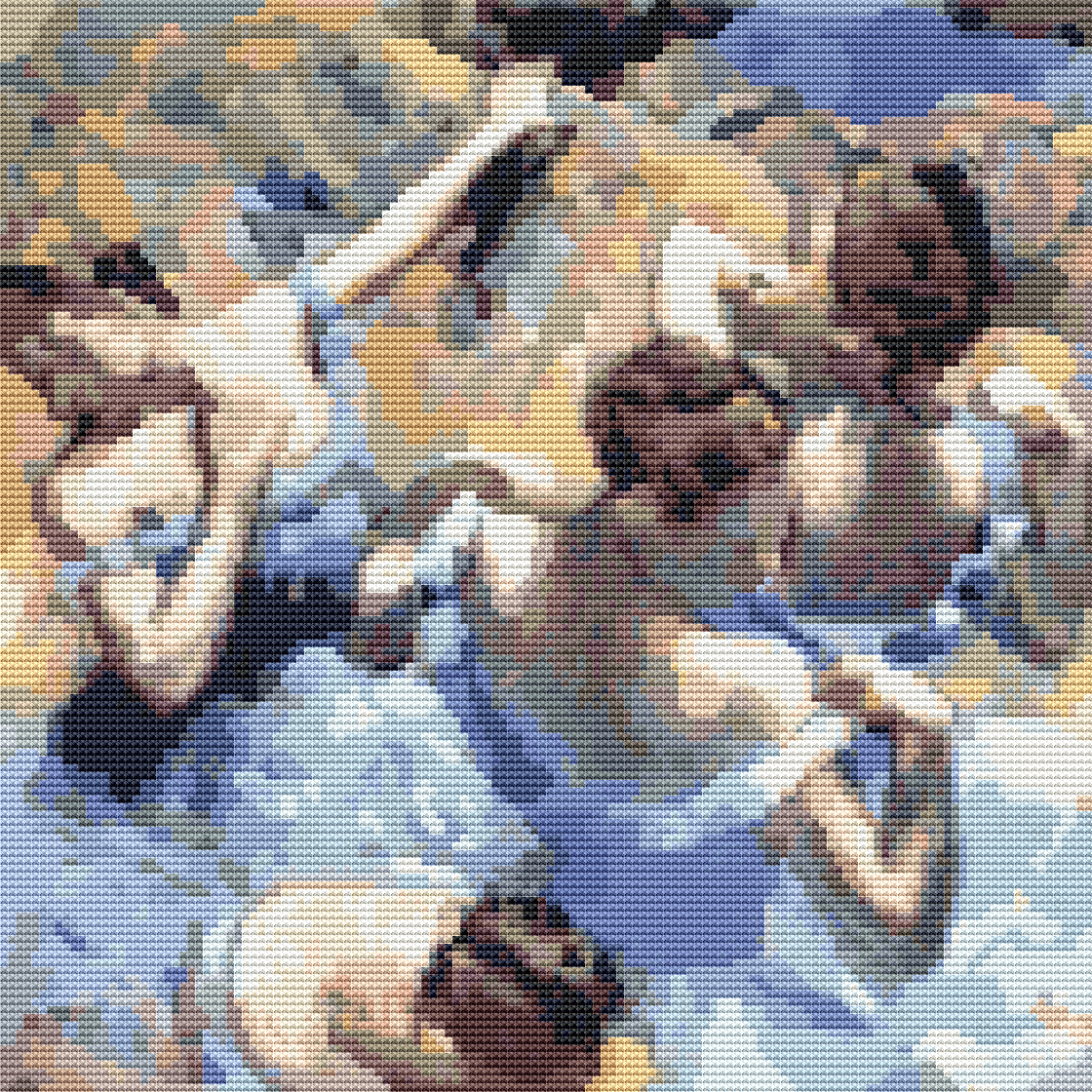 Blue Dancers Cross Stitch Pattern by Edgar Degas