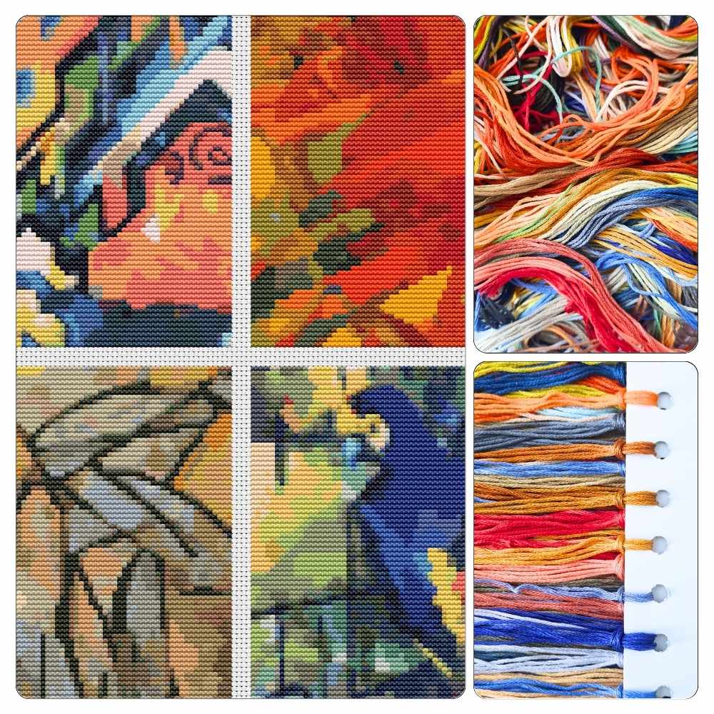 Four Squares featuring Abstract Cross Stitch Kit