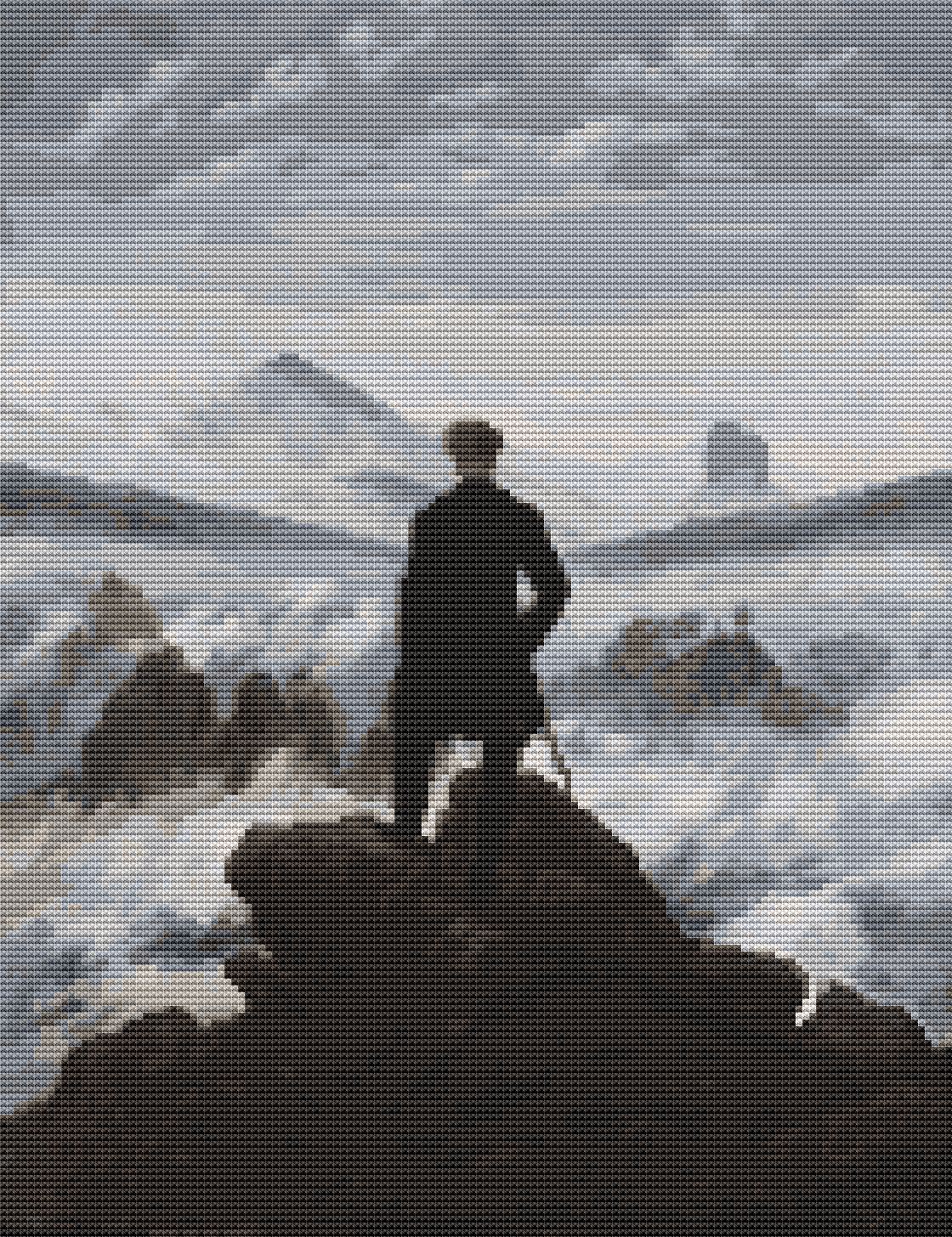 Wanderer above the Sea of Fog Cross Stitch Pattern by Caspar David Friedrich