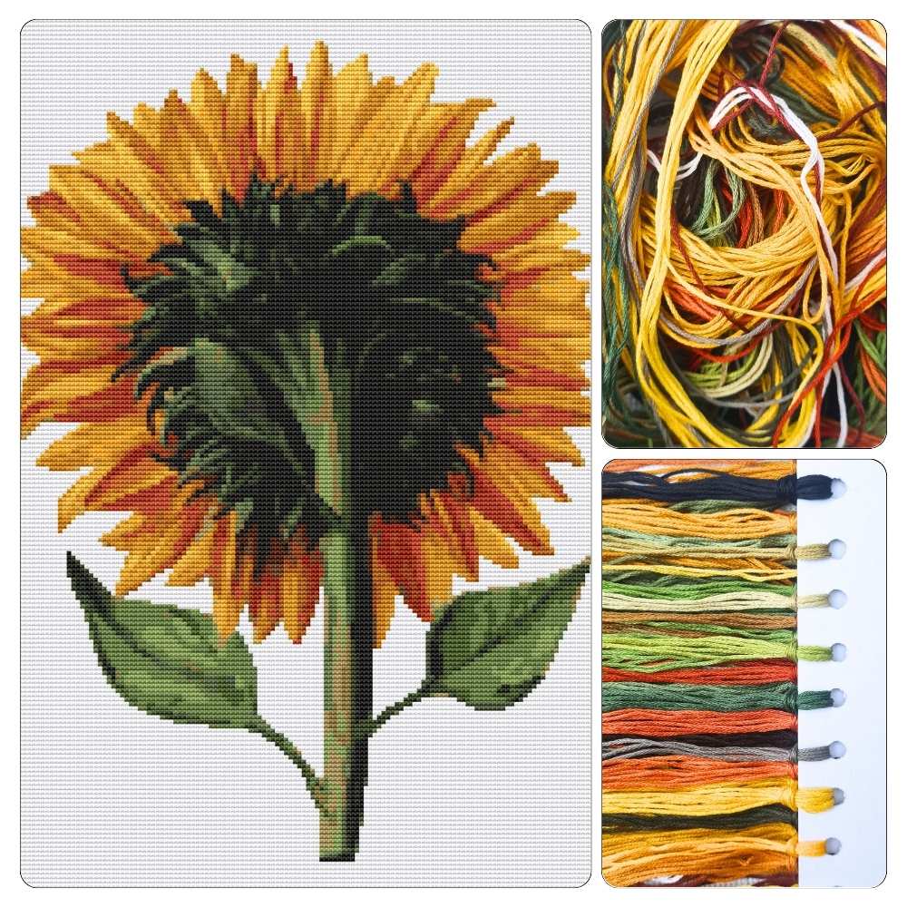 Sunflower Seen from the Back Cross Stitch Kit