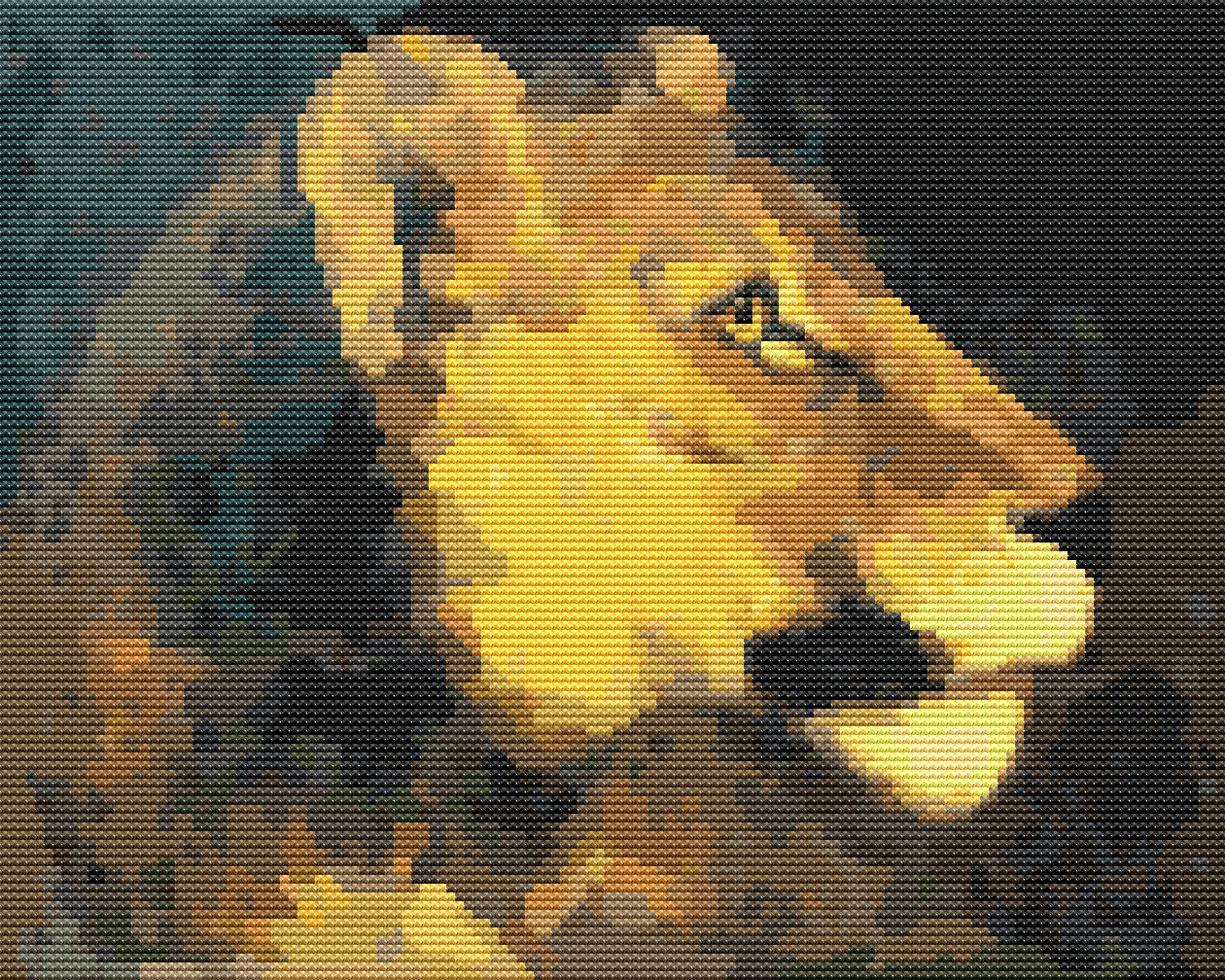Head of Lioness Cross Stitch Pattern by Theodore Gericault