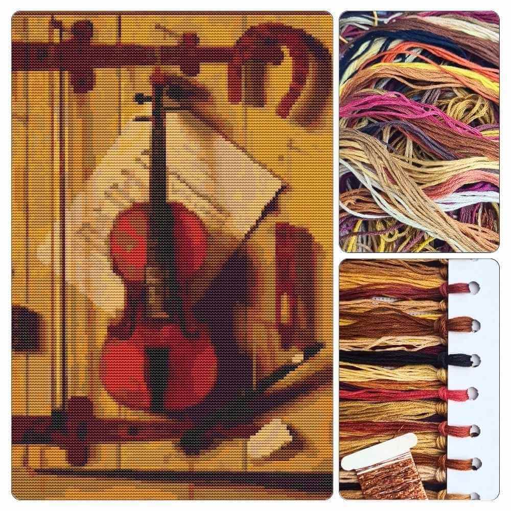 Still Life of Violin and Music Cross Stitch Kit