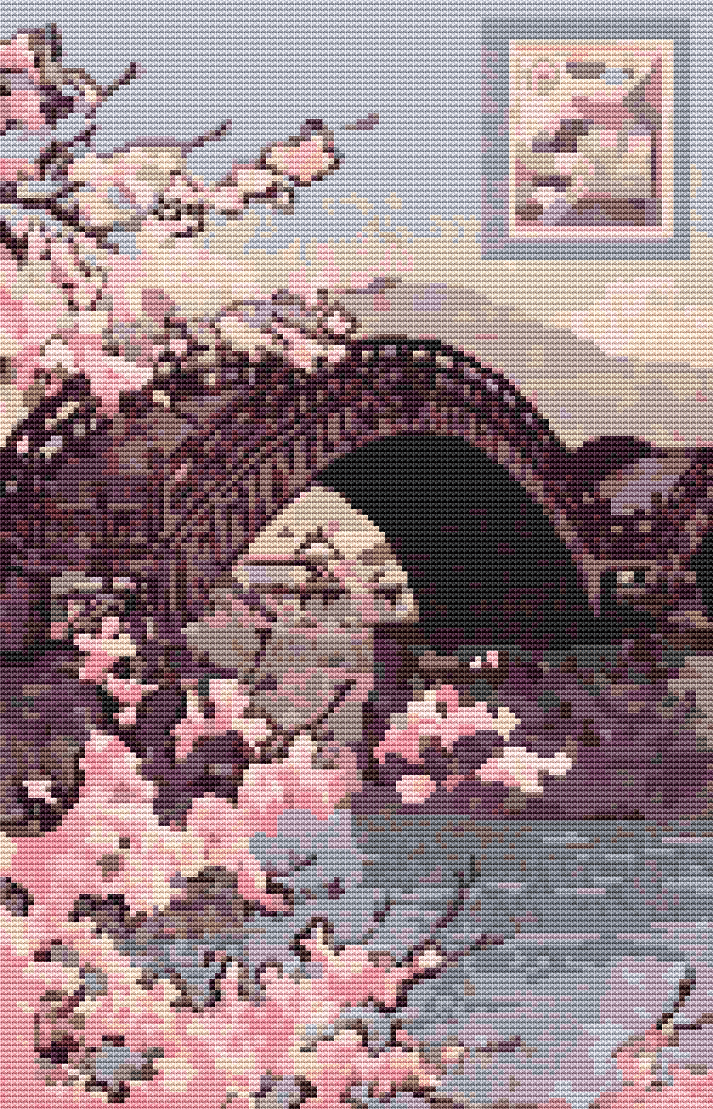 Stamp Cross Stitch Pattern by Kawase Hasui