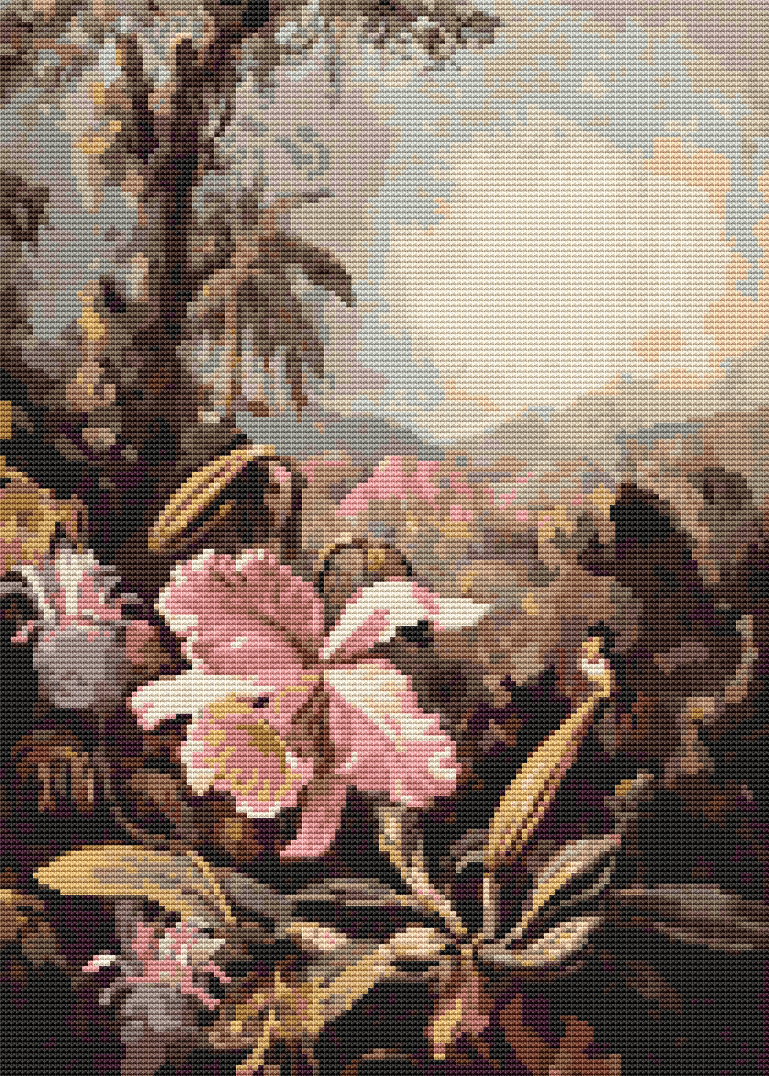 Orchids and Passion Flowers Cross Stitch Pattern by Martin Johnson Heade