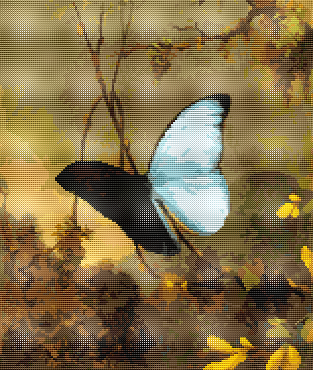 Blue Morpho Butterfly Cross Stitch Pattern by Martin Johnson Heade