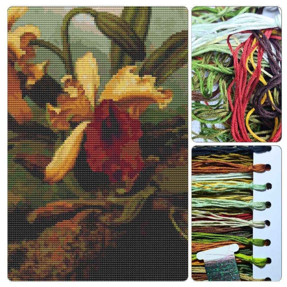 Orchids and Hummingbird Cross Stitch Kit