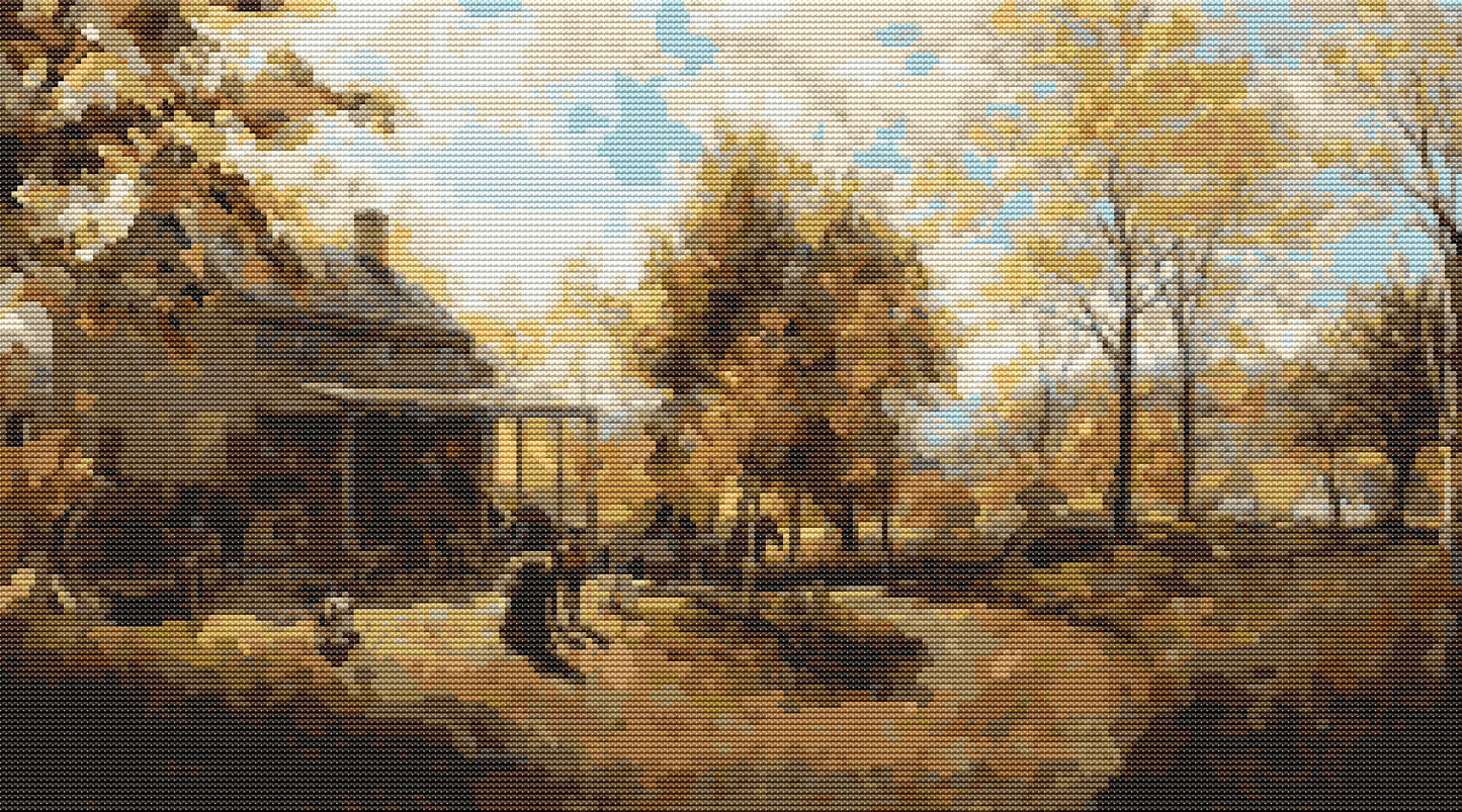 An October Day Cross Stitch Pattern by Edward Lamson Henry