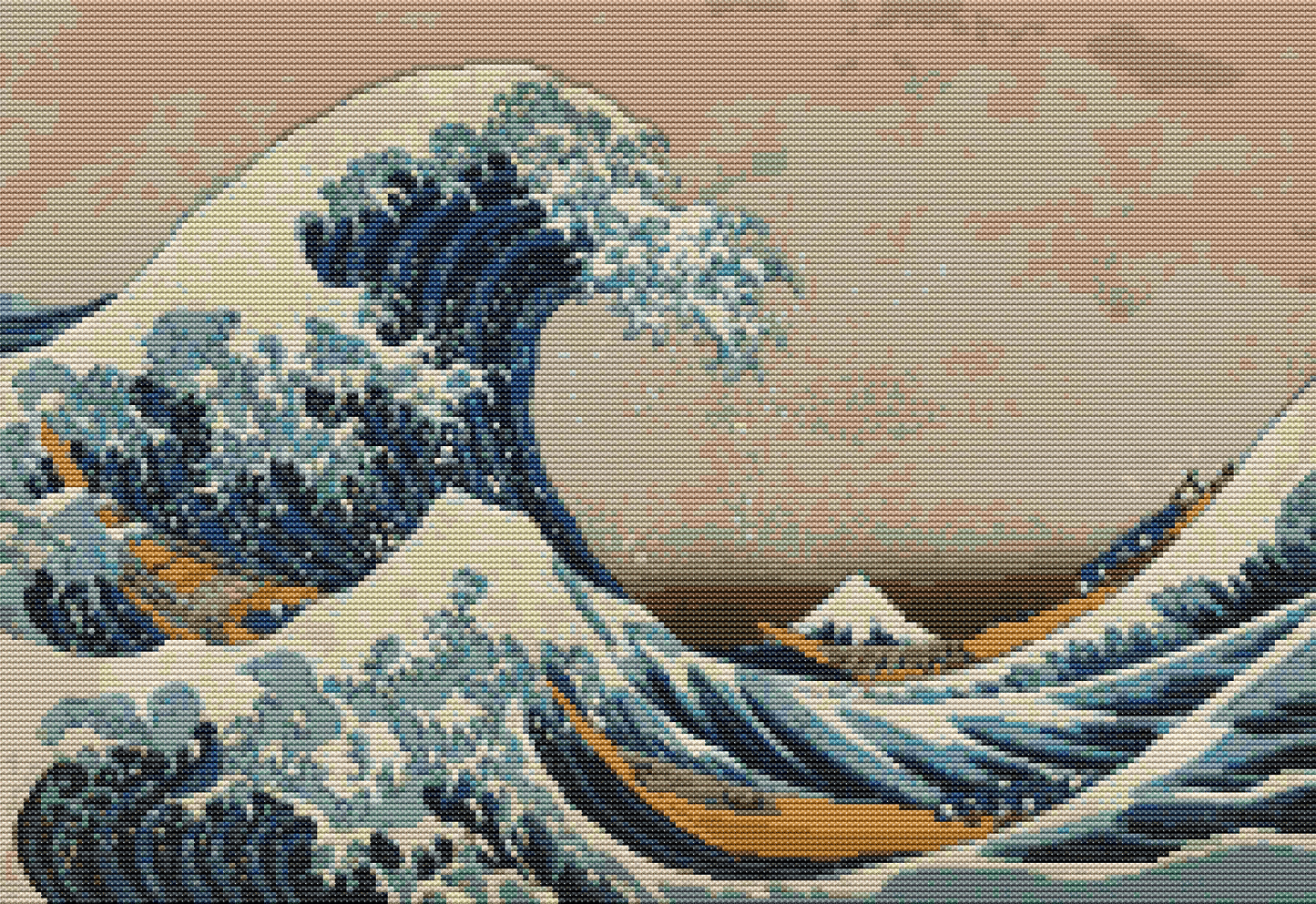 The Great Wave off Kanagawa Cross Stitch Pattern by Katsushika Hokusai