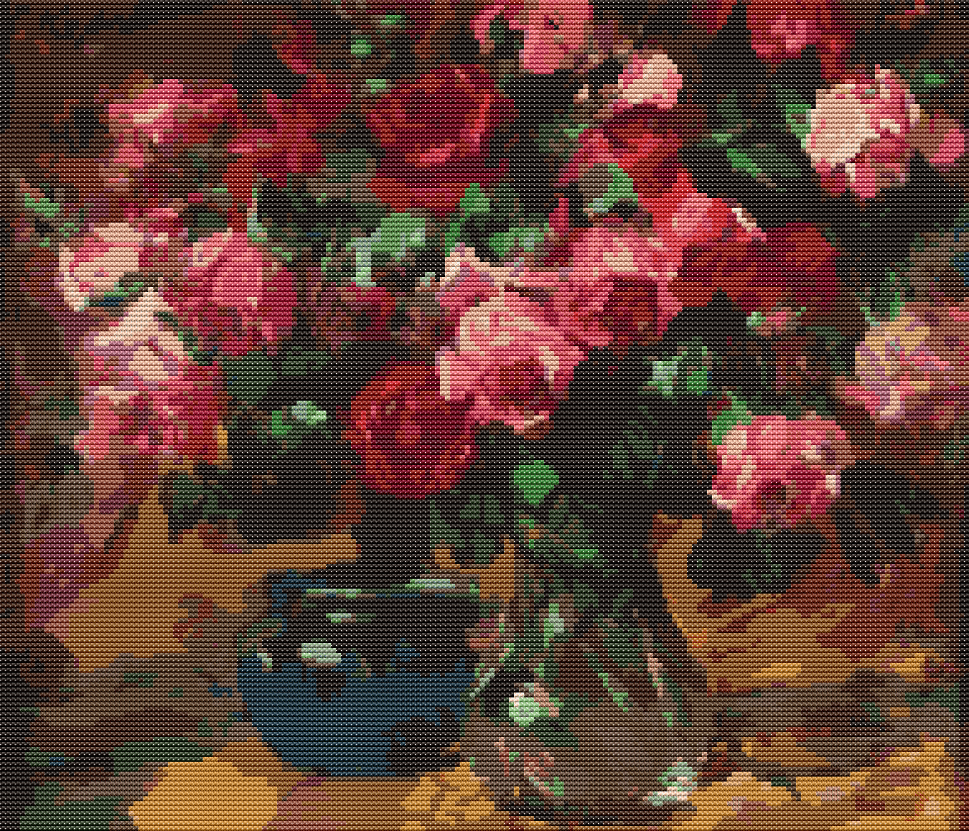 Vase of Red Roses Cross Stitch Pattern by Paul Kapell