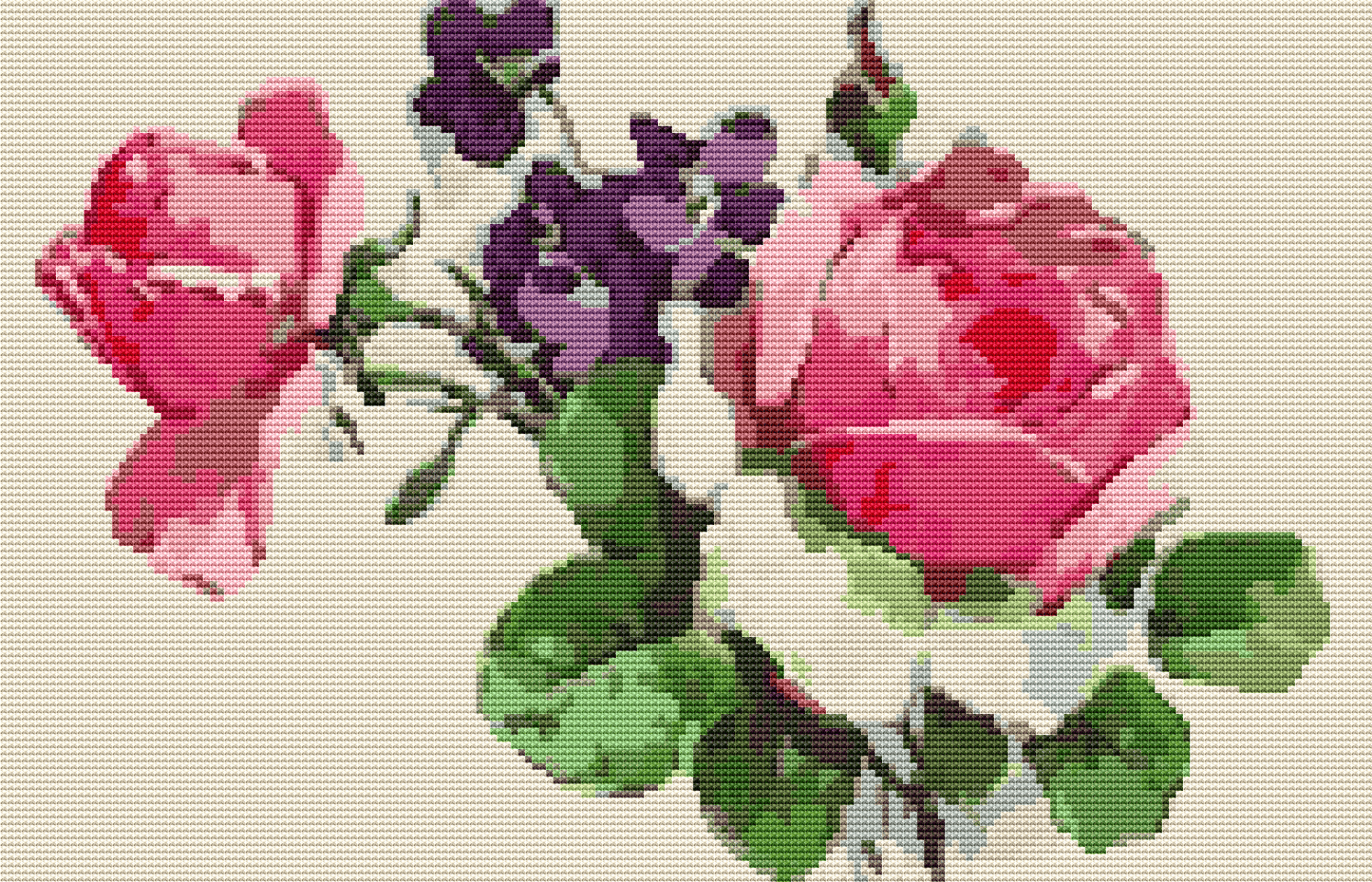 Pink Roses Cross Stitch Pattern by Catharina Klein