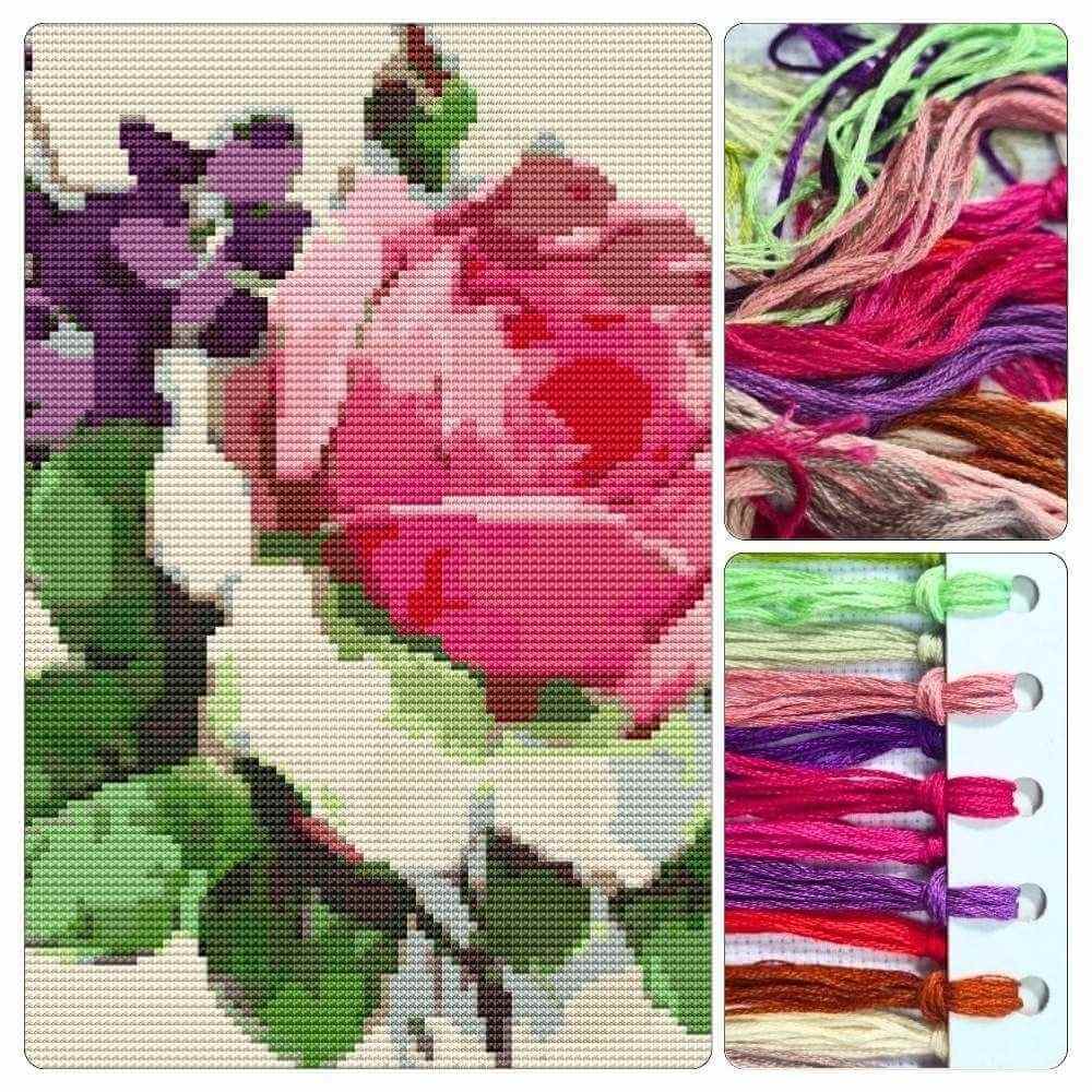 Pink Roses Cross Stitch Kit