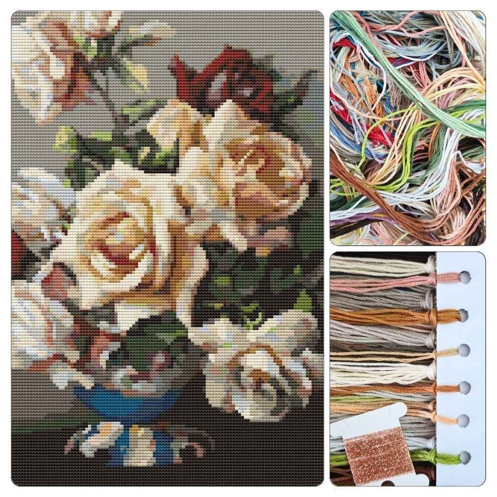 Vase of Roses Cross Stitch Kit