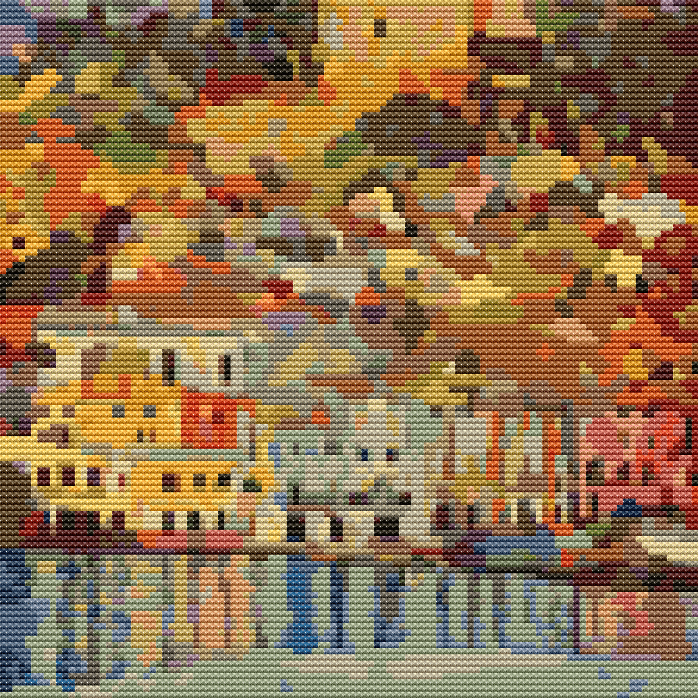 Malcesine Cross Stitch Pattern by Gustav Klimt