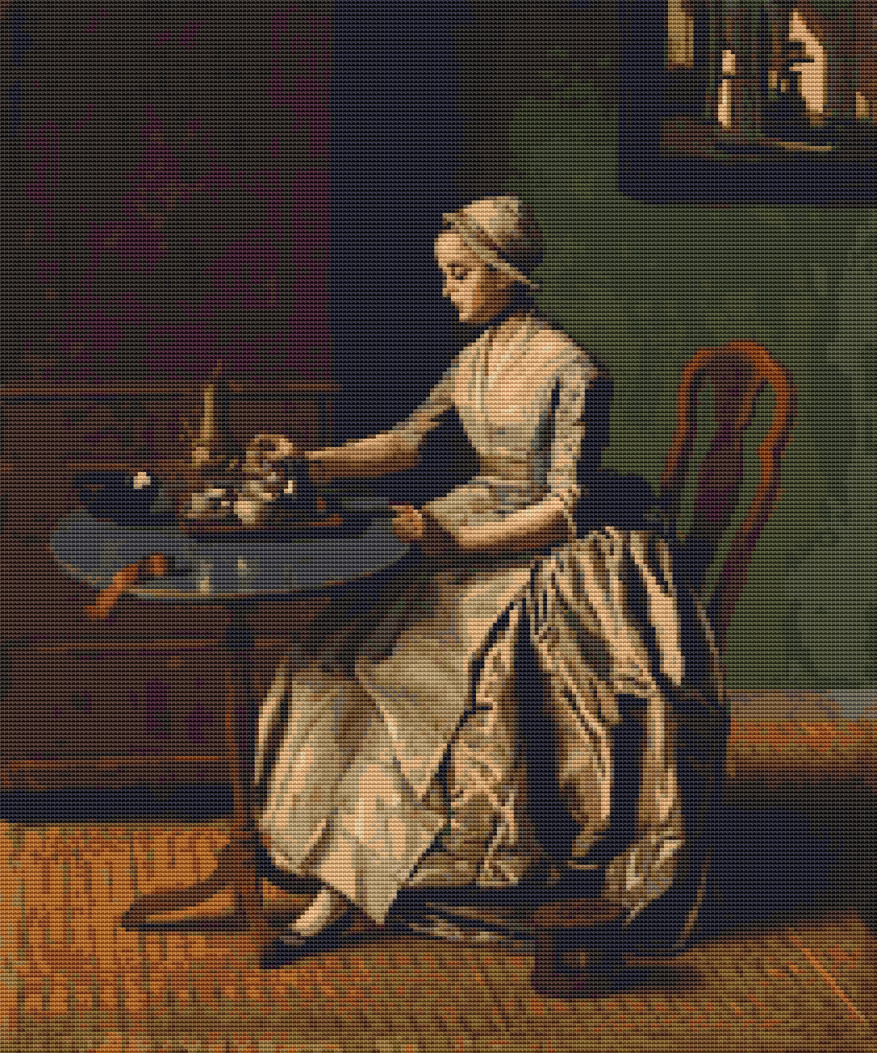 A Dutch Girl at Breakfast Cross Stitch Pattern by Jean Etienne Liotard