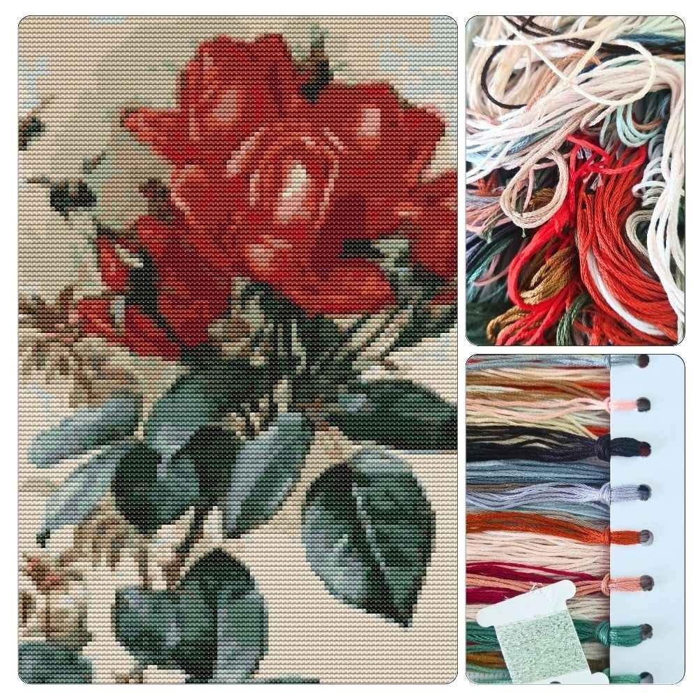 Papa Gontier Roses Cross Stitch Kit