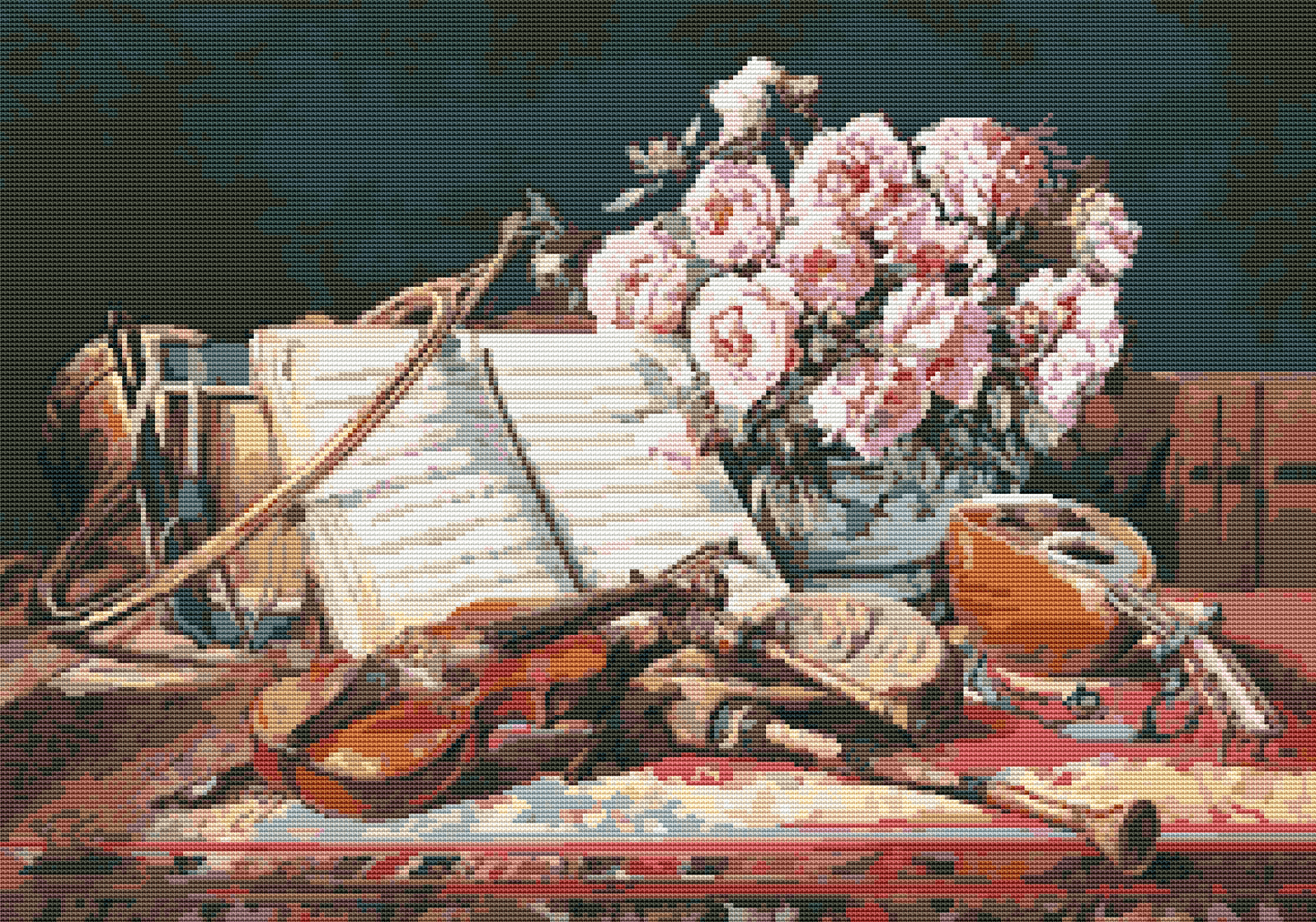 Musical Still Life Cross Stitch Pattern by Charles Antoine Loyeux