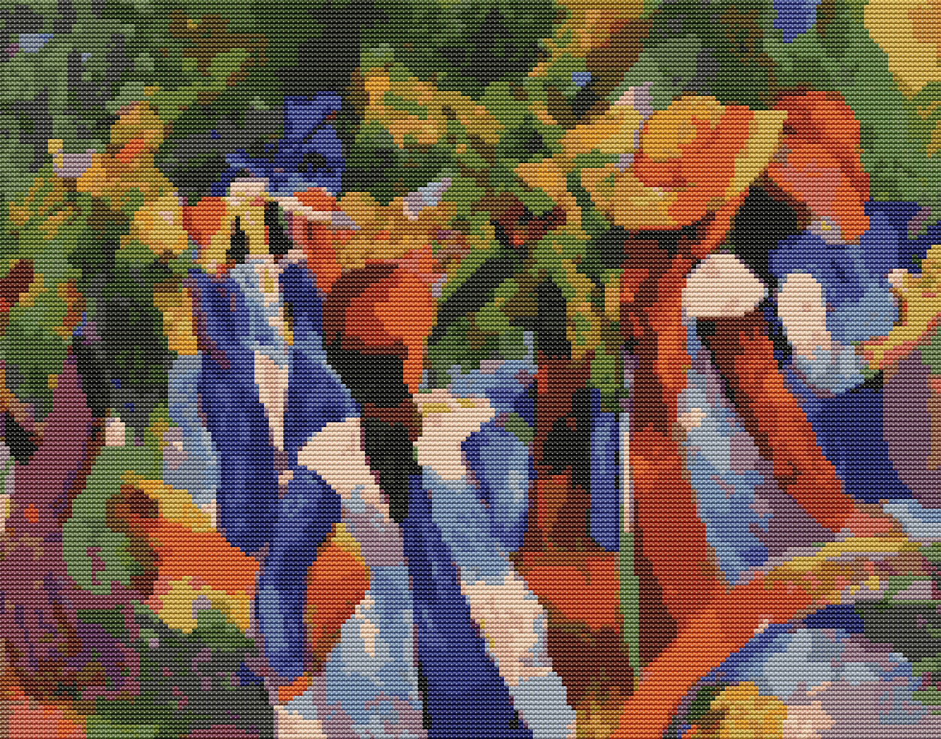 Girl Under the Trees Cross Stitch Pattern by August Macke