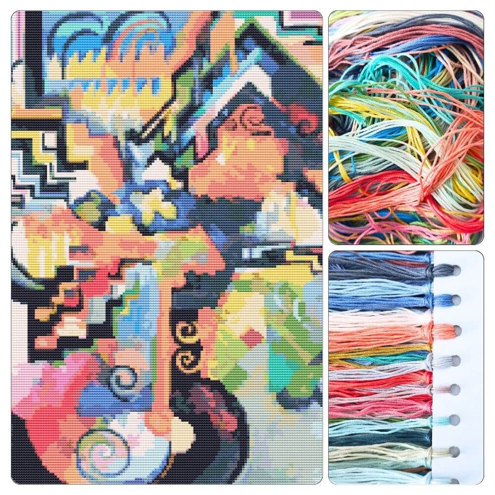 Colored Composition Homage to Johann Sebastian Bach Cross Stitch Kit - Premium Cross Stitch Kit - August Macke
