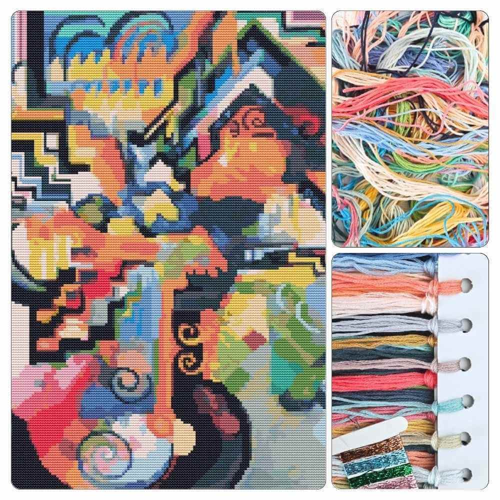 Colored Composition Homage to Johann Sebastian Bach Cross Stitch Kit