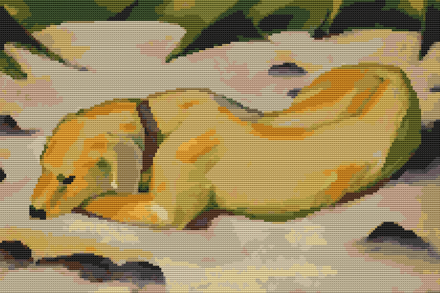 Dog Lying in the Snow Cross Stitch Pattern by Franz Marc